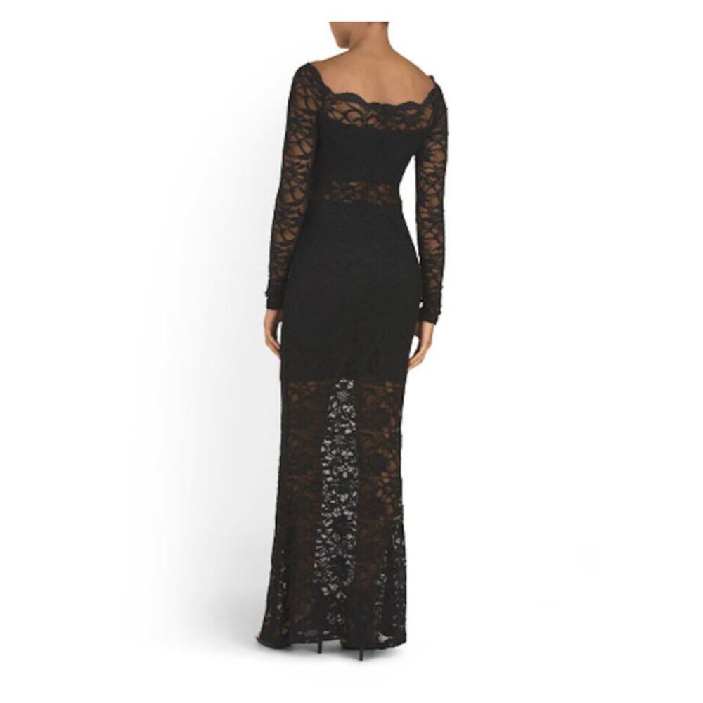 JUMP Womens Sheath Full-Length Dress Black Long Sleeve Cocktail Juniors 7\8 - Picture 2 of 4